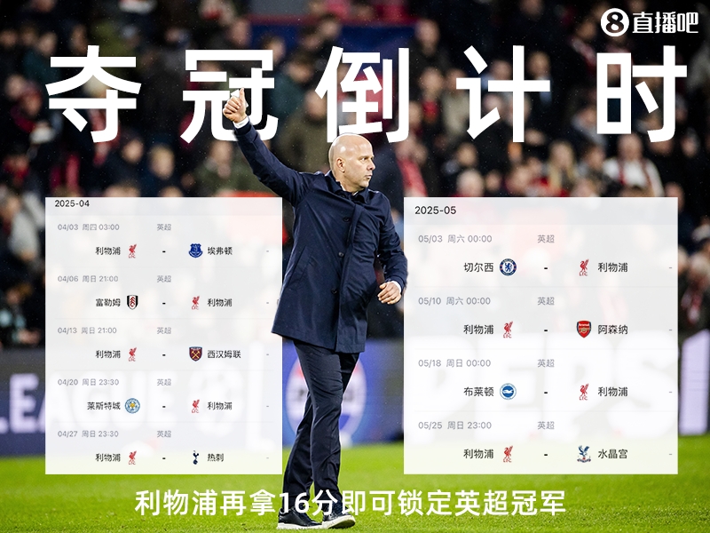 奪冠倒計(jì)時(shí)？槍手三場(chǎng)不勝落后榜首15分，利物浦再拿16分即可奪冠